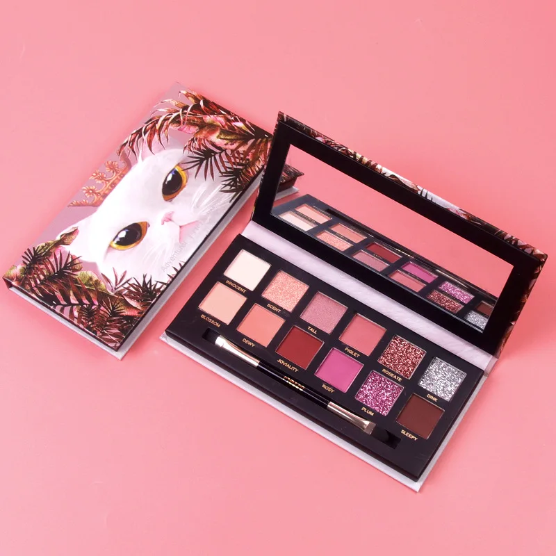 Aminimal 12 color Eye Shadow Hot Sale Tiger Ice Wolf Matte Glitter Earth Color Pearlescent Eye Shadow Palette Eye Makeup Set