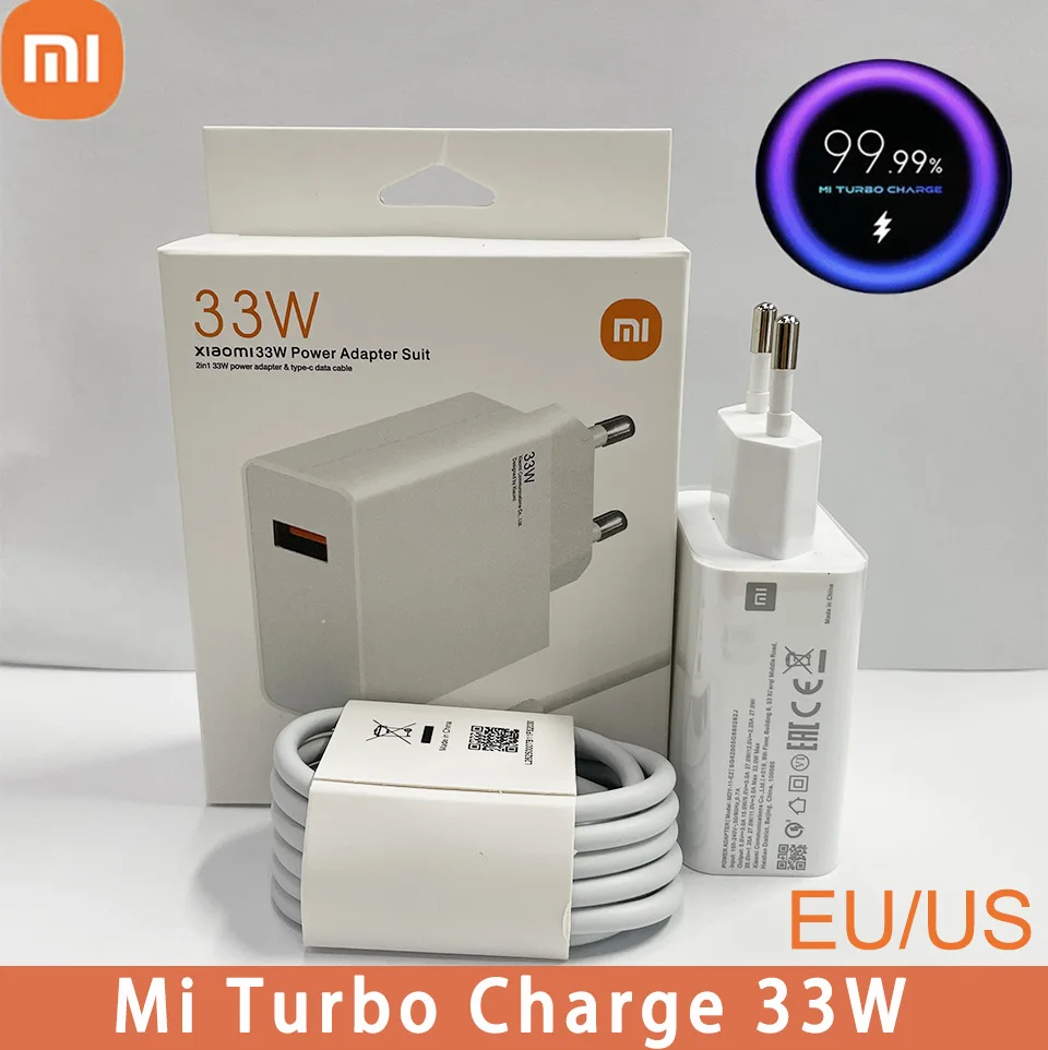 Xiaomi Turbo Lading 33W Fast Quick Charger Eu Us QC3.0 Wall Charger
