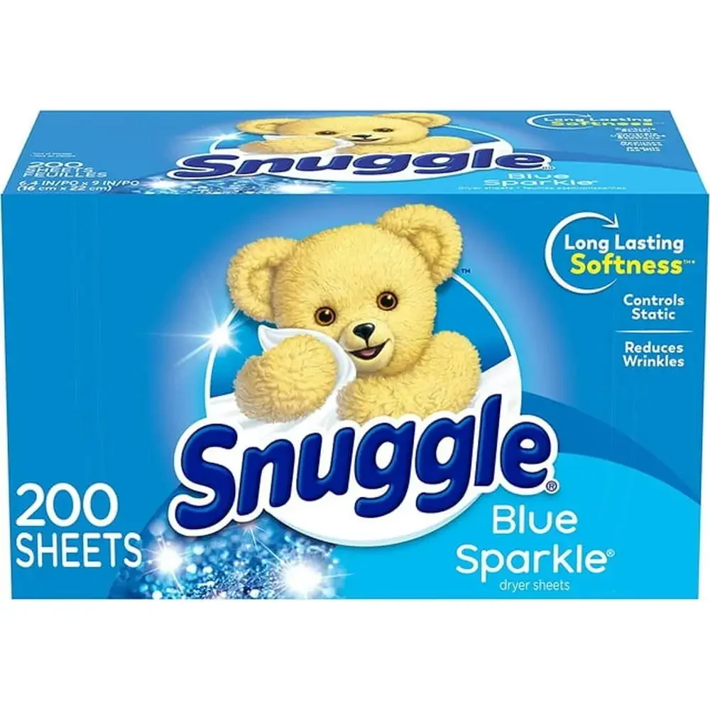 Blue Sparkle Fabric Softener Dryer Sheets 200 Count Long-lasting Freshness White Floral & Green Citrus Notes Static Control Safe
