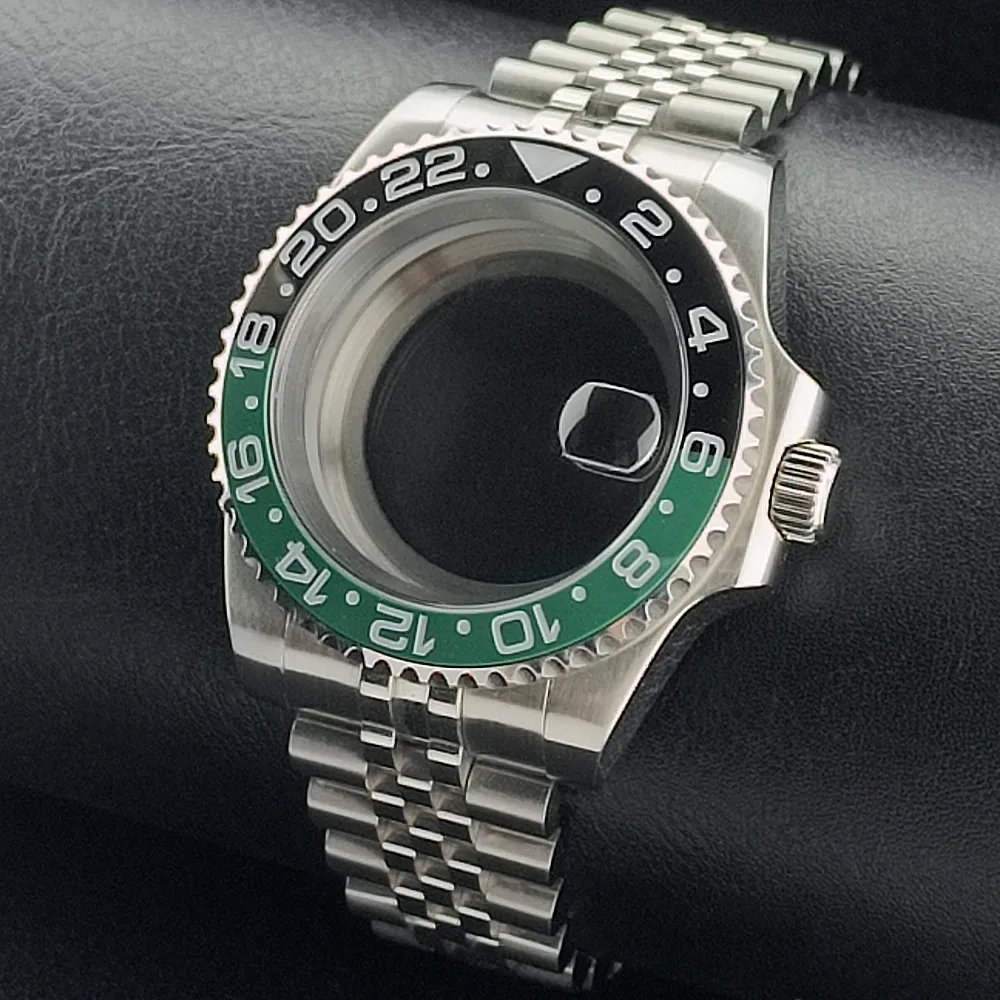 Premium GMT Watch Case with Bidirectional Sapphire Bezel and Slide Buck, 40MM, 5Bar Water Resistance