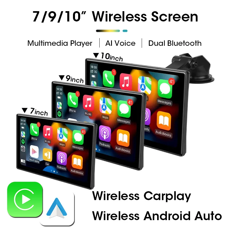 7/9/10 Inch Universal Wireless Carplay Android Auto Touch Smart Screen Multimedia Video Player Car Radio For Apple Or Android car stereo,car display,video carplay adapter,touch screen display,monitor display