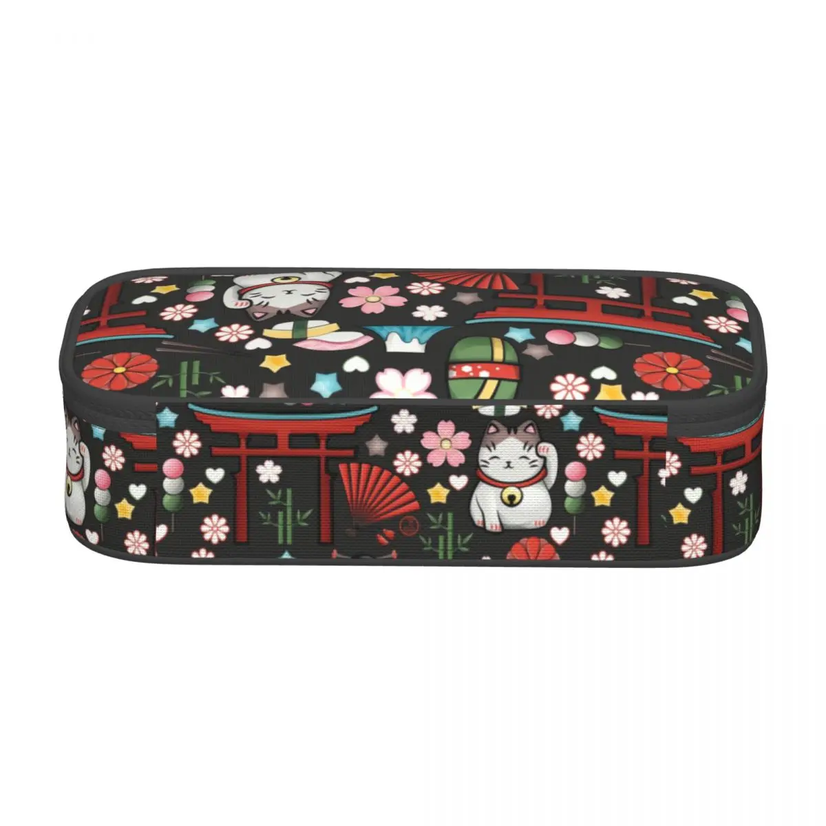 커스텀 귀여운 마네키 네코 럭키 고양이 필통, 대용량 일본 게이샤 미술 연필 상자, 학생 학교, 소년 소녀