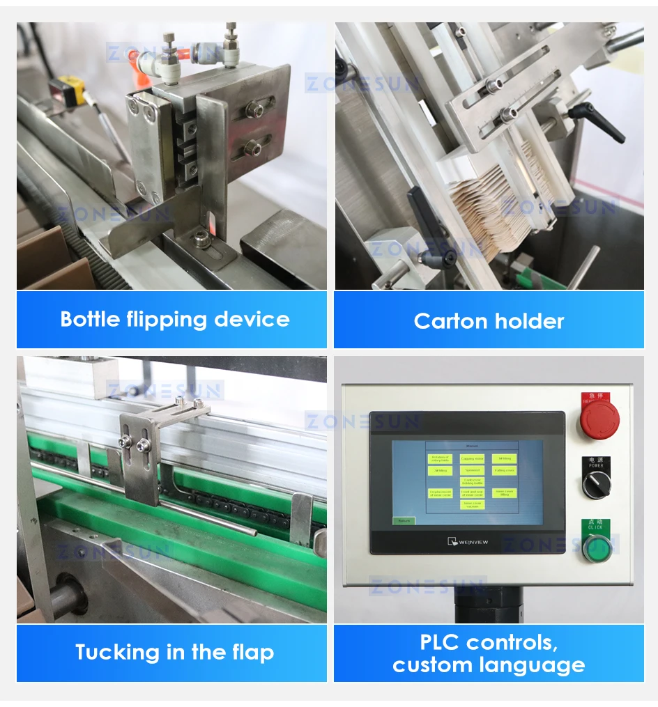 ZONESUN ZS-FAL180B1 Automatic Liquid Filling Capping Labeling Carton Packaging Production Line