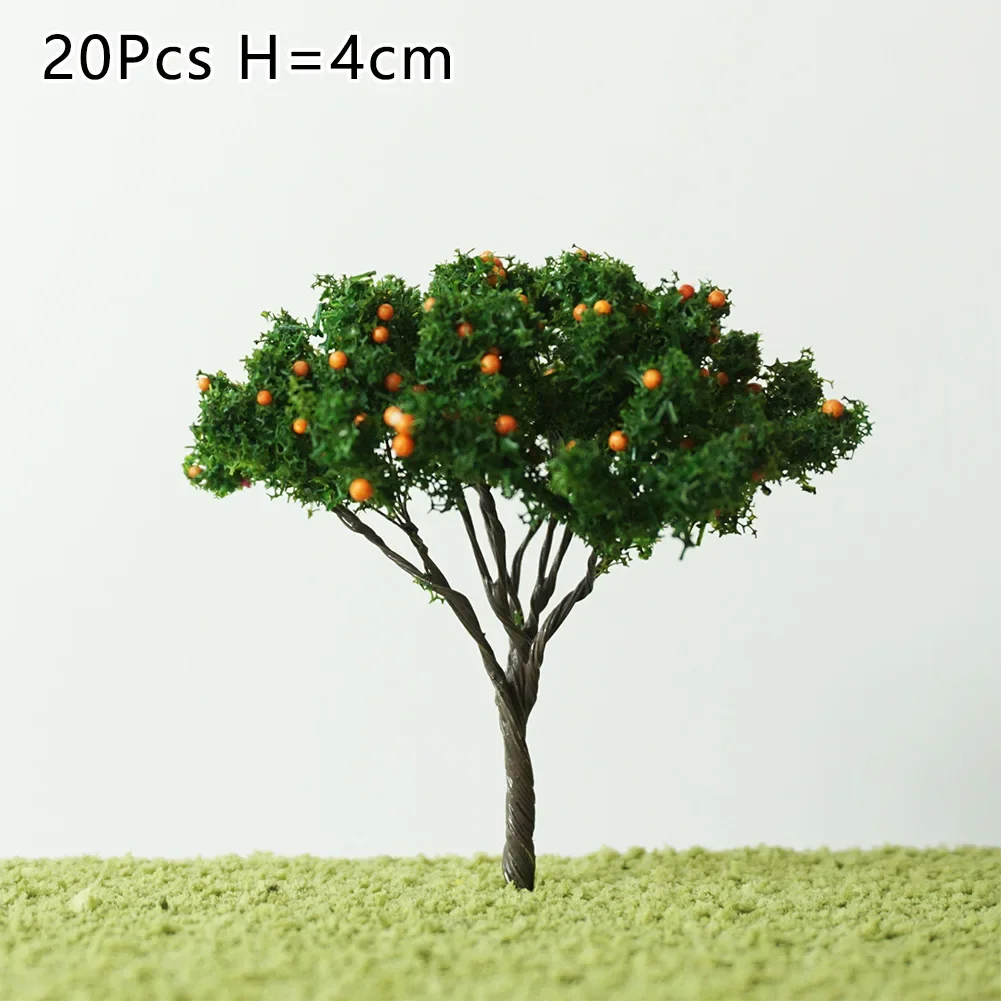 4cm Fruit Tree Model Green Artificial Tree Train Railroad Landscape Scene Layout Garden Decoration Crafts 20Pcs miniature tree ornament model tree ornament