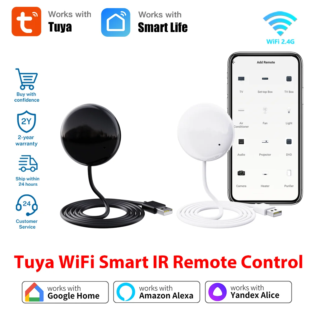 รีโมทอินฟราเรด Tuya WiFi สำหรับระบบอัตโนมัติในบ้านอัจฉริยะ แอป Smart Life รีโมทอินฟราเรดอเนกประสงค์ ใช้งานร่วมกับ Alexa และ Google Home 1