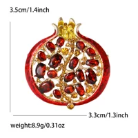 Beaut&Berry Luxury Rhinestone Pomegranate Brooches for Women Enamel Fruit Plant Pins Casual Party Accessories New Gifts Friends 4