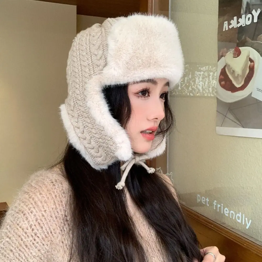 Mode Wärme Erweiterte Gehörschutz Hut Gestrickte Verdickte Lei Feng Hut Plüsch Kapuze Kappe Für Frauen – Detail 11