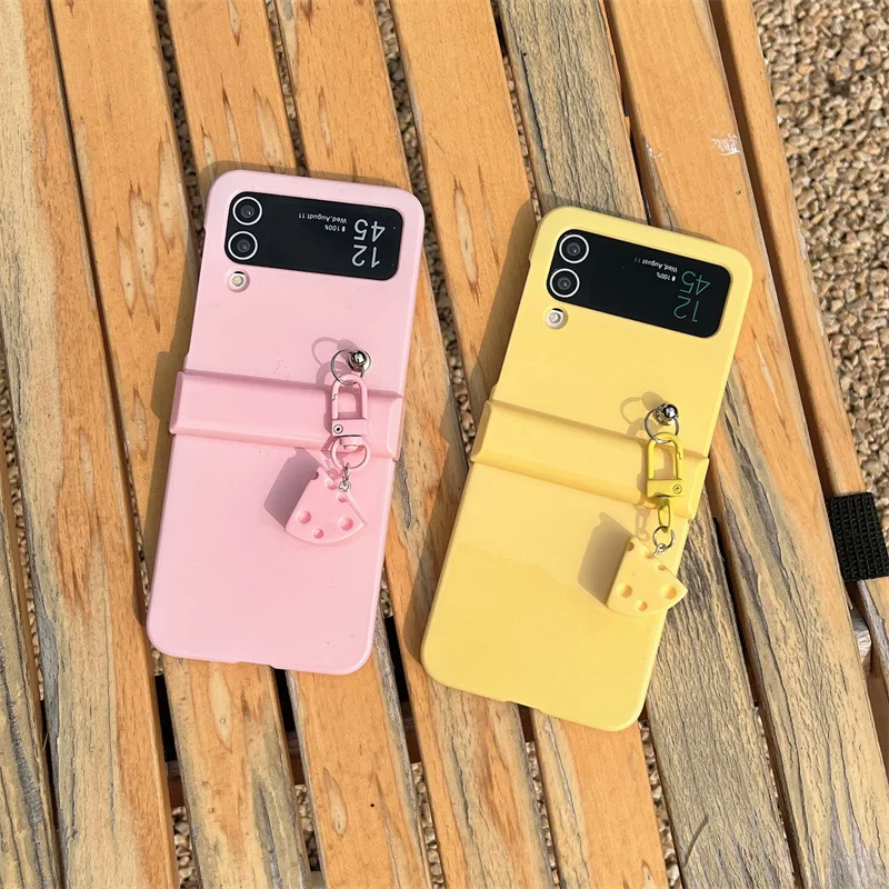

Cheese Pendant Phone Case for Samsung Galaxy Z Flip 6 5 4 3 Protective Back Cover for ZFlip4 ZFlip5 ZFlip6 Case Shell