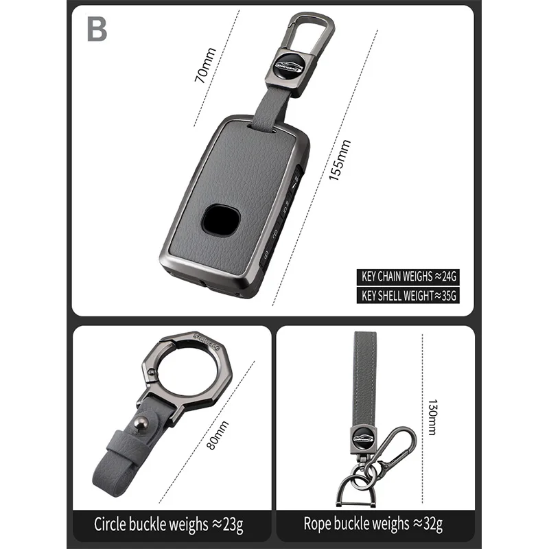 Premium Zinc Alloy Leather Car Key Case Cover - 2/3 Button Design, Sleek and Durable Key Accessory
