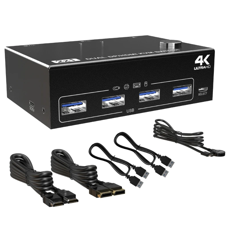 

USB High Ports KVM Switcher Enhances Display Experience Metal Housing
