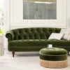 Nordic Modern Velvet Button Rivet Fabric Three Person Sofa Hotel Caf é Living Room Curved Furniture 4