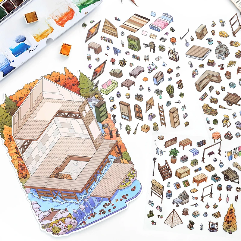 Art Scene Miniature Sticker Set - Aesthetic Decor for Stress Relief & Elegance