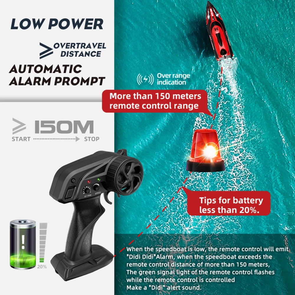 HJ808 RC Boat 2.4 Ghz 25 km/h High-Speed Remote Control Racing Ship Water Speed Boat Kids Model Toy 2
