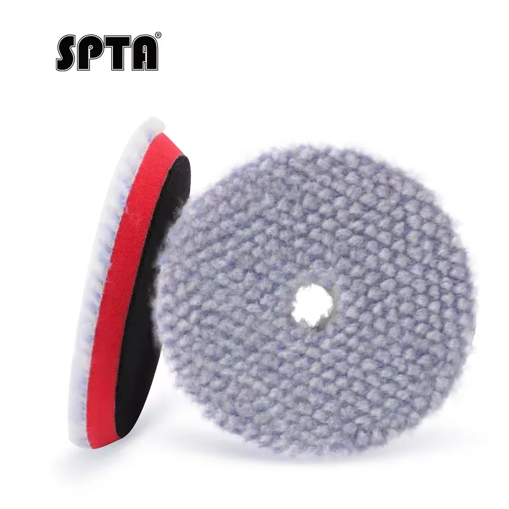 SPTA 3"(76mm)/5"(125mm)/6"(150mm) V2.0 New Blue Medium Cutting Wool Polishing Pad Short Wool ing Pad car polishing pad car polish pad car polishing sponge wool polishing pad polishing sponge set polishing wheel disc polishing wheel kit car glass polishing kit For Car Polishing