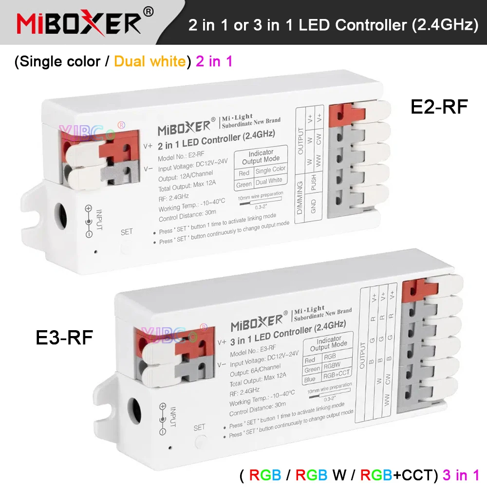 Miboxer 2.4G RF Remote control RGB/RGBW/RGBCCT 3 in 1 Light Bar Dimmer Single color/Dual white 2 in 1 LED Strip tape Controller