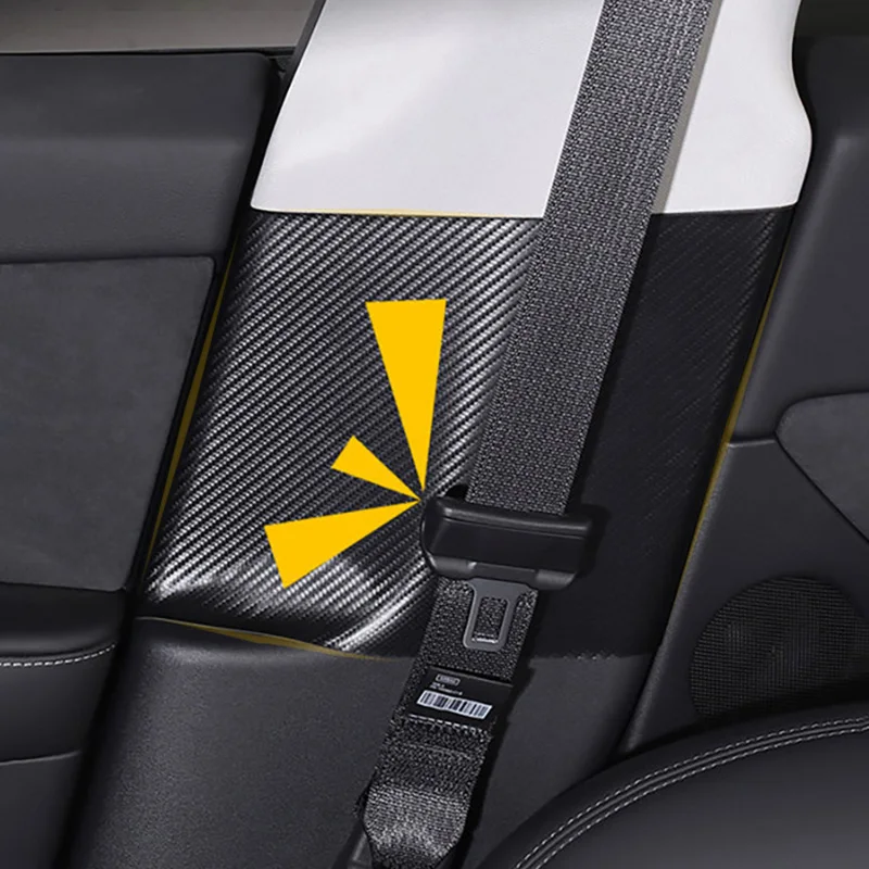 

For Tesla Model Y Leather Car Inner Door B Pillar Protective Sticker Safety Belt Buckle Protection Pad Trim Film Accessories