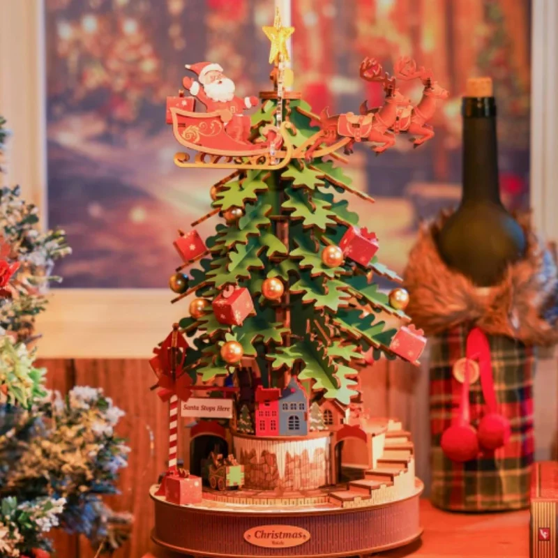 3D Wooden Christmas Music Box Puzzle Kit