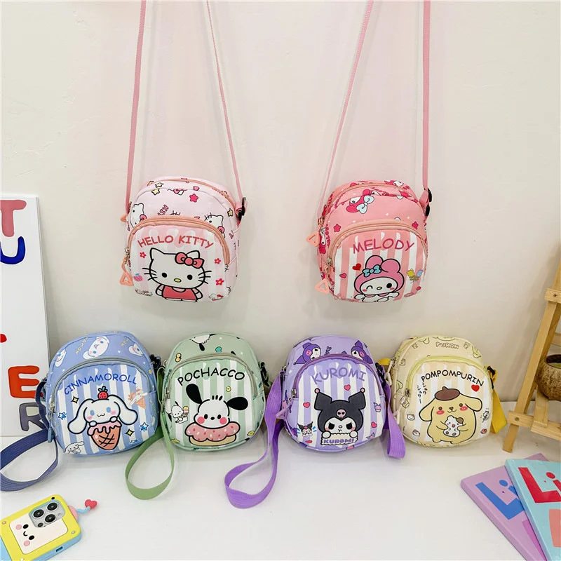 

New Sanrio Childrens Shoulder Bag Zero Wallet Cartoon Cute HelloKitty Kuromi Girl Fashion Outgoing One Shoulder Crossbody Bag