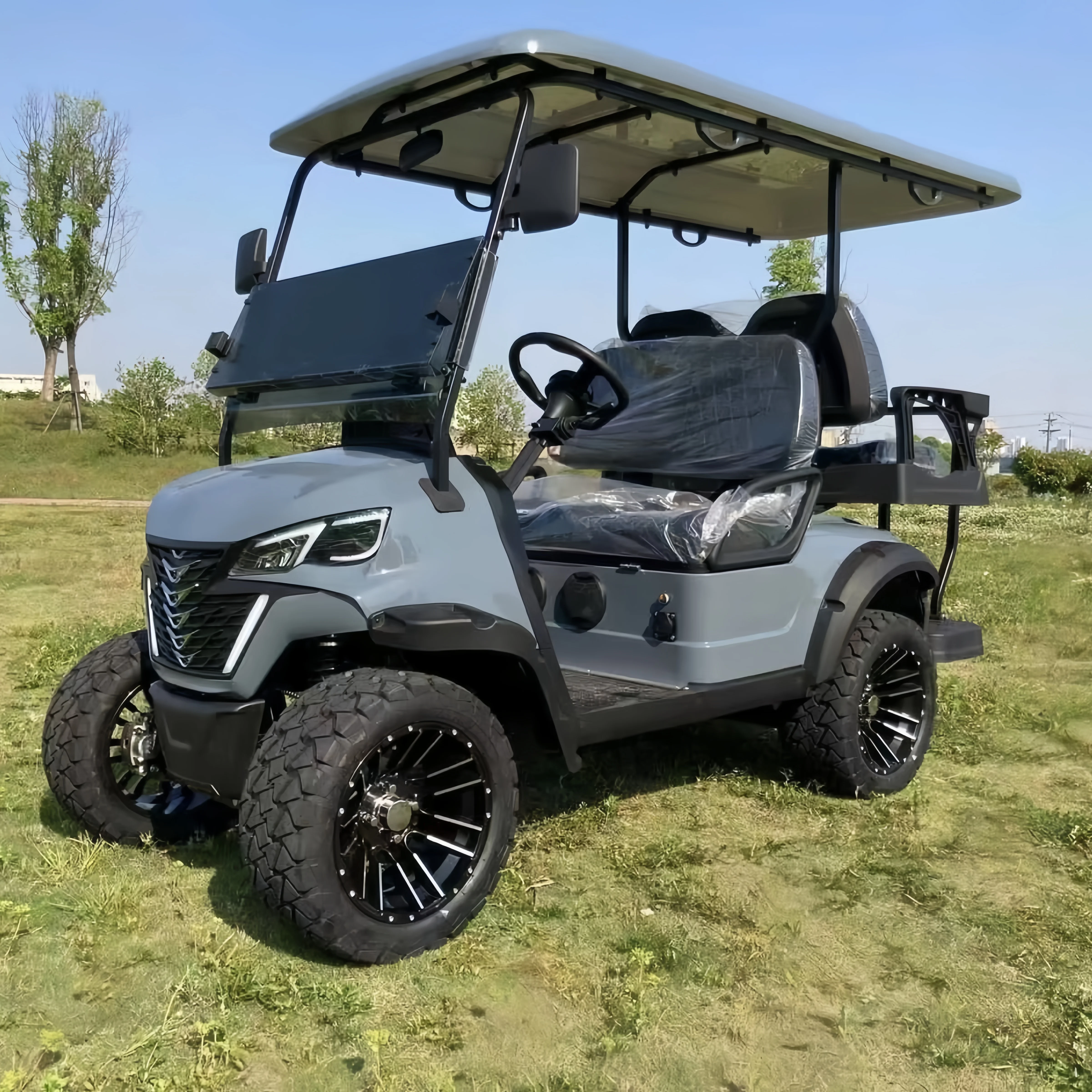4 Wheel 4 Seater Luxury Club Car 48v Lithium Battery Off Road Golf Cart With Led Lights