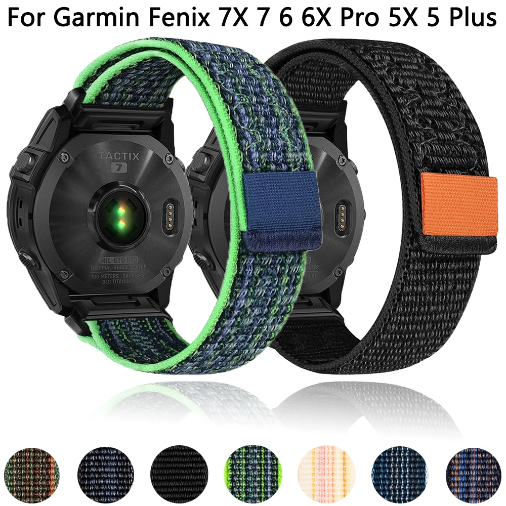 

22 26mm Nylon Strap For Garmin Fenix 7 7X 6 6X Pro 5X 5 3 3HR Quickfit Bands Epix Gen 2 MK2i 955 Tactix Bravo Bracelet Wristband
