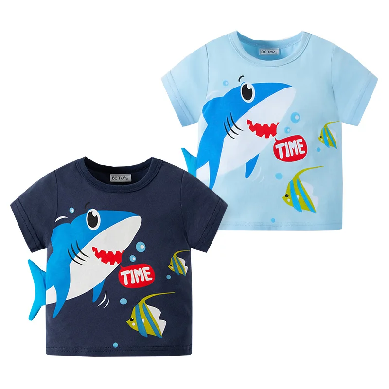 3D Shark Boys Summer T-Shirt Cotton Toddler Baby Tee Essential Kids Clothes