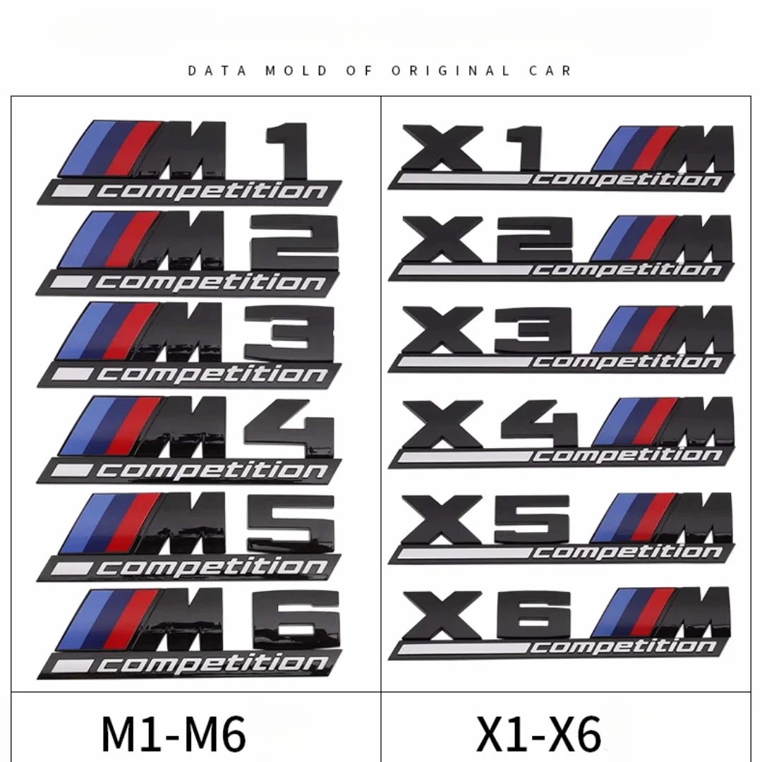 BMW 썬더 에디션용 광택 블랙 컴피티션 바, 밑줄 엠블럼, 자동차 트렁크 스티커, M1 M2 M3 M4 M5 M6 M7 M8 X3M X4M X5M X6M 용