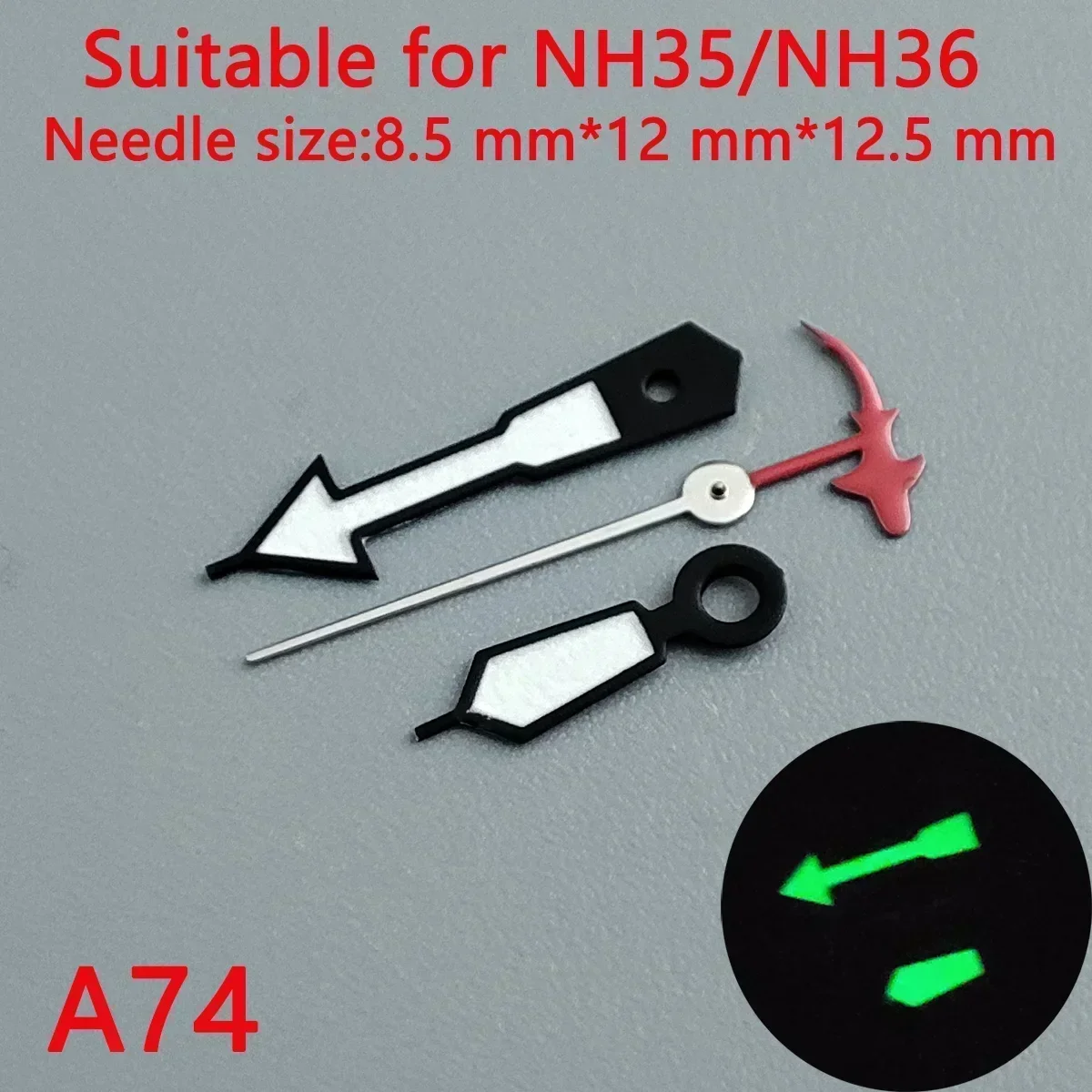 Premium 904L Silver Watch Hands with Green Luminous Accents - Wholesale Watch Accessories