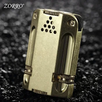 ZORRO 크리에이티브 메탈 더블 그라인딩 휠 등유 라이터 토치, 빈티지 레트로 방풍 라이터, 남성용 작은 선물
