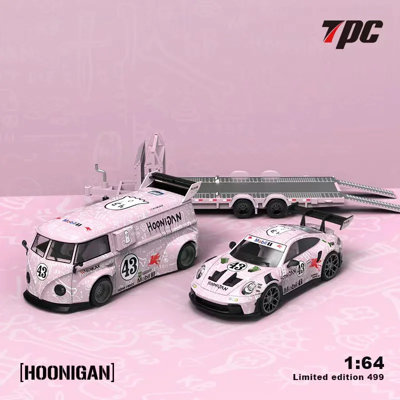 

(Pre-order) TPC 1:64 992 GT3 RS +T1 VAN + Trailer Block43 Pink limited499 Diecast Model Car