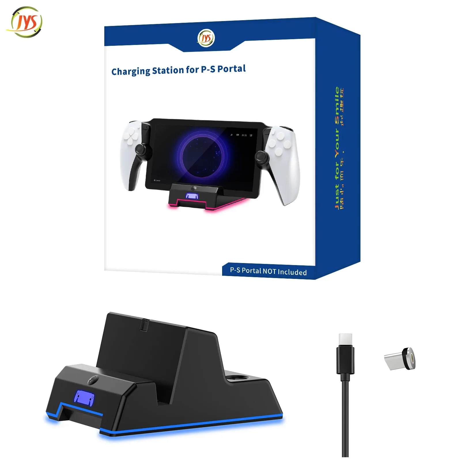 NEW JYS-P5202 For PS5 Portal Streaming handheld magnetic charging dock gaming handheld charger stand with colorful lights