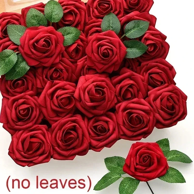 5/10/20/30/50Pcs Künstliche Rose Blumen Schaum Gefälschte Rose Köpfe Mit Stiele Für DIY hochzeit Bouquets Home Party Dekoration Lieferungen – Detail 12
