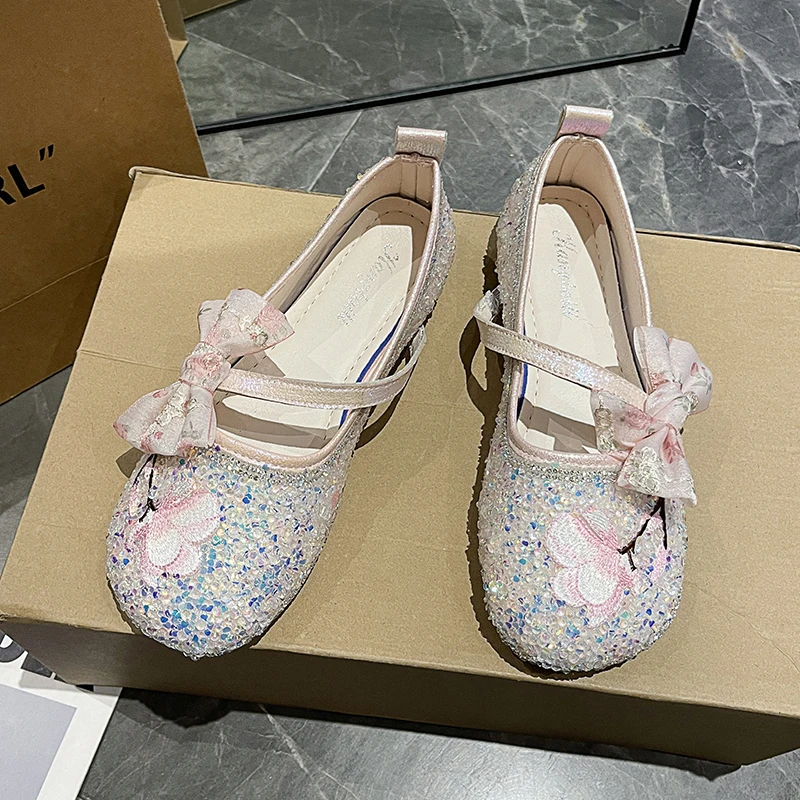 

Женские туфли на плоской подошве, из ПУ кожи, с бантом