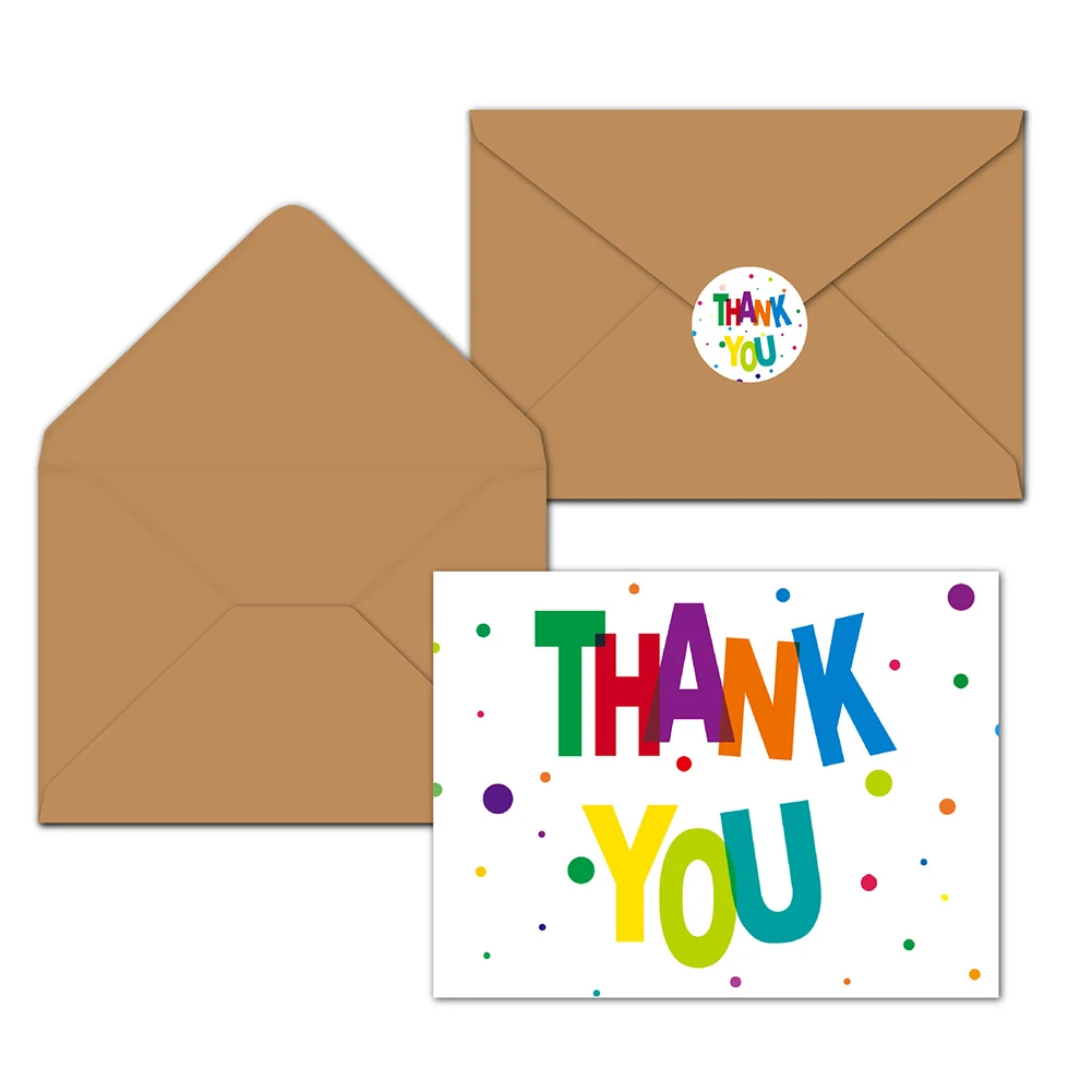 Blank Inside Appreciation Thank You Card Greeting Card with Envelope Sticker 24pcs for Teachers Wedding Party Kids Birthday greeting cards,thank you cards