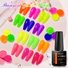 MEET ACROSS 12Pcs/Set 7ml Fluorescent Gel Nail Polish With With Base Top Coat Summer Sparkly Soak Off Nail Art Gel Kit Varnish 4