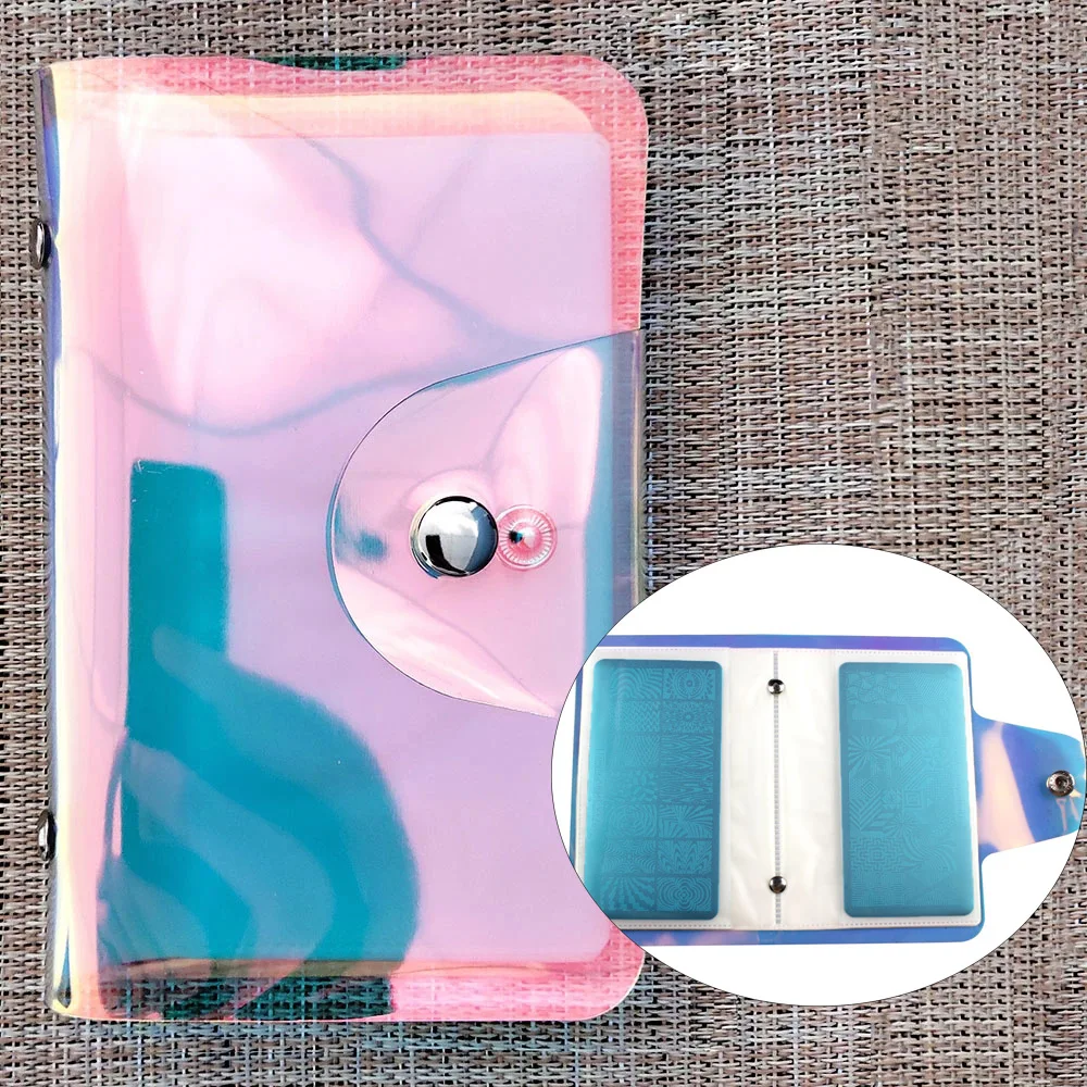 20Slot Olografico Nail Art Stamping Plate Holder Nail Stamp Template Holder Album Storage Bag Per 6*12Cm Stencil Case