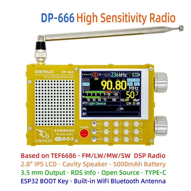 Best-Upgrade DP-666 TEF6686 Radio High Sensitivity Full Band Receiver With Antenna 6