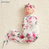 Insular 3pc Newborn Printed Scarf Fetal Cap Hair Band Baby Printed Scarf Baby Swaddling Towel Set Baby Wrapping Swaddle Blanket 1