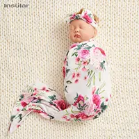 Insular 3pc Newborn Printed Scarf Fetal Cap Hair Band Baby Printed Scarf Baby Swaddling Towel Set Baby Wrapping Swaddle Blanket 1