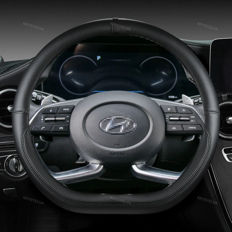 COUVRE-VOLANT,Rouge--Couverture De Volant De Voiture Personnalisée, En Cuir Artificiel, Pour