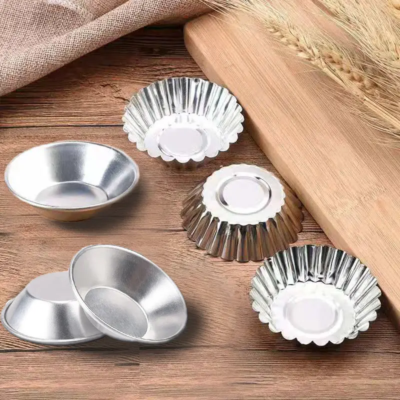 25Pcs Aluminum Alloy Egg Molds Round Shape Cupcake Mini Pie Baking  Reusable Muffin Cake Cookie  Cups  Mold