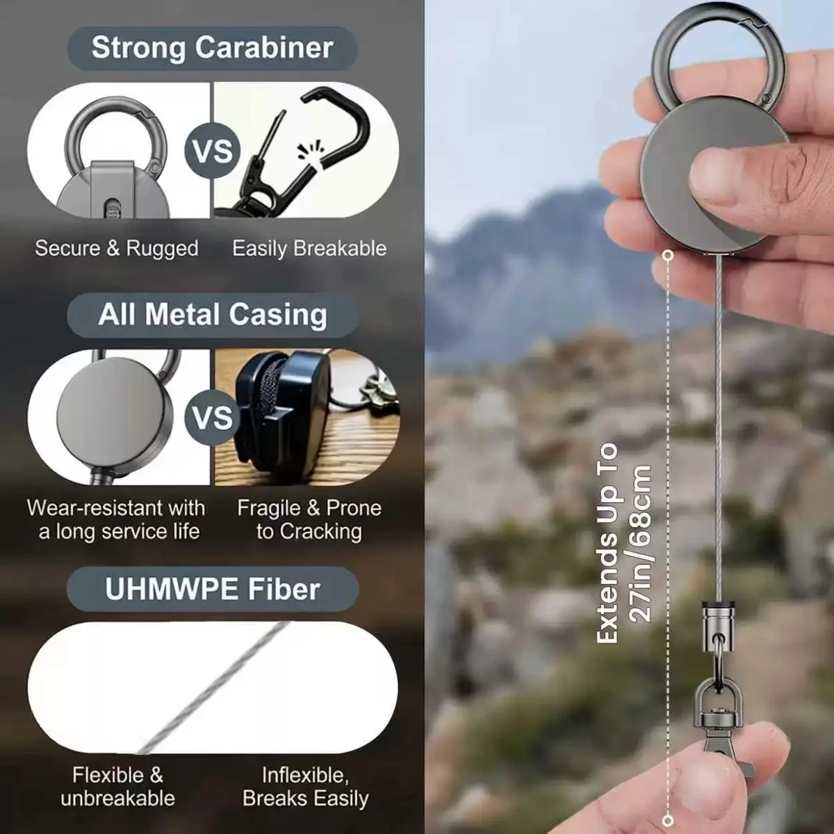 Retractable Phone Security Lanyard with Belt Clip