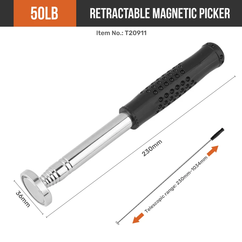 Hi-Spec 50LB starker magnetischer Teleskoppflücker für schwer zugängliche, einziehbare Edelstahl-Stifte, Pickup-Stick, Magnet-Pickup-Werkzeug – Detail 5