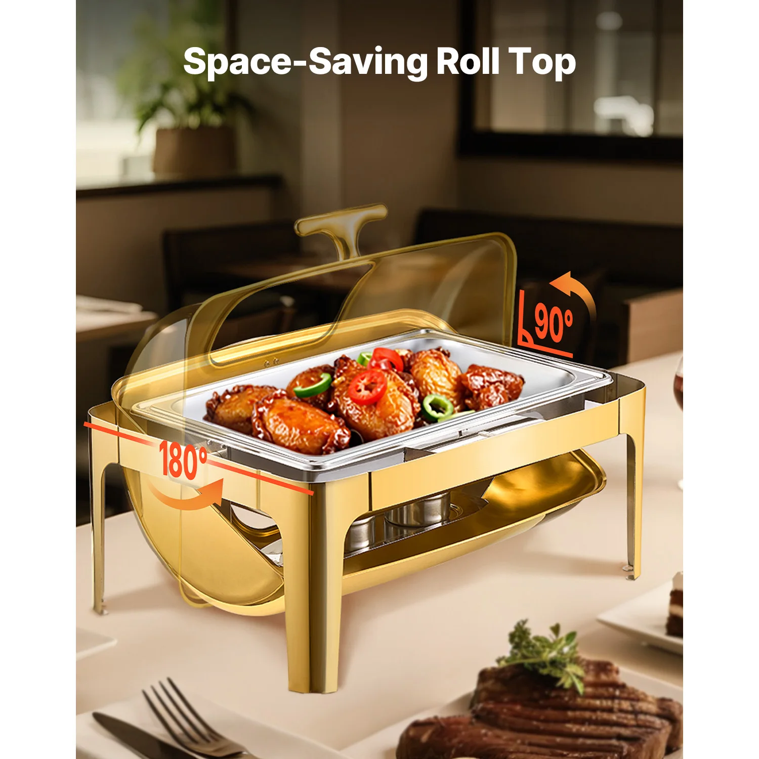 Stainless Steel Chafing Dish Buffet Server with Visible Lid
