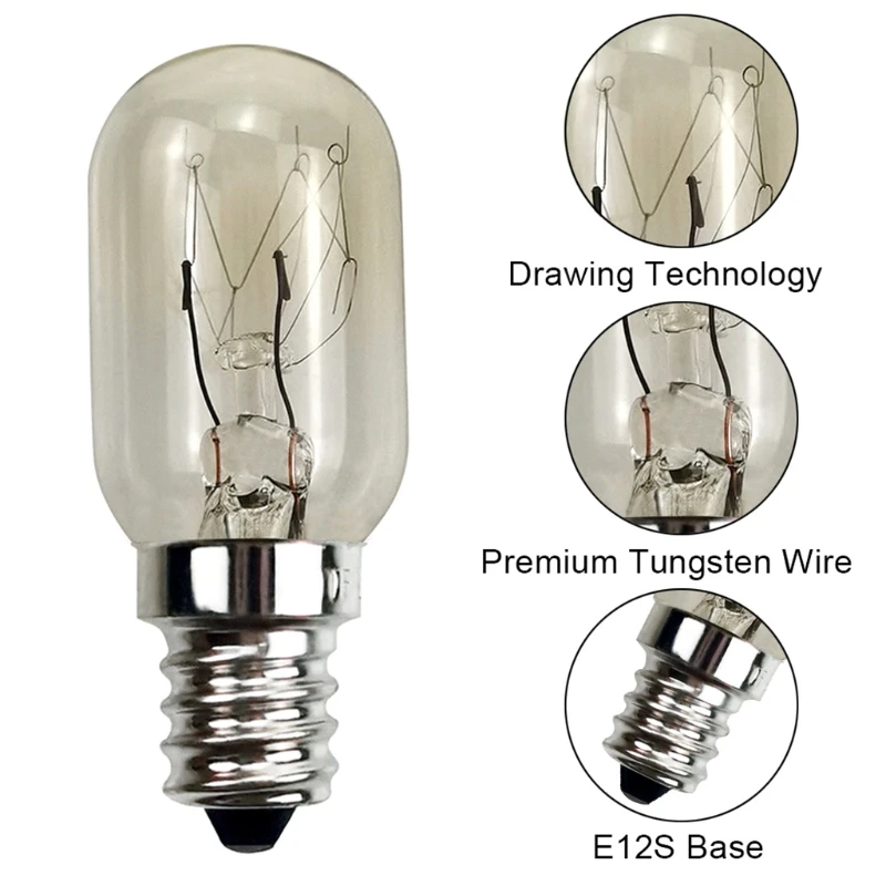 Microwave Oven Bulb 10W 110-130V E12S Base High Temperature Resistant Easy Installation No Aids Required
