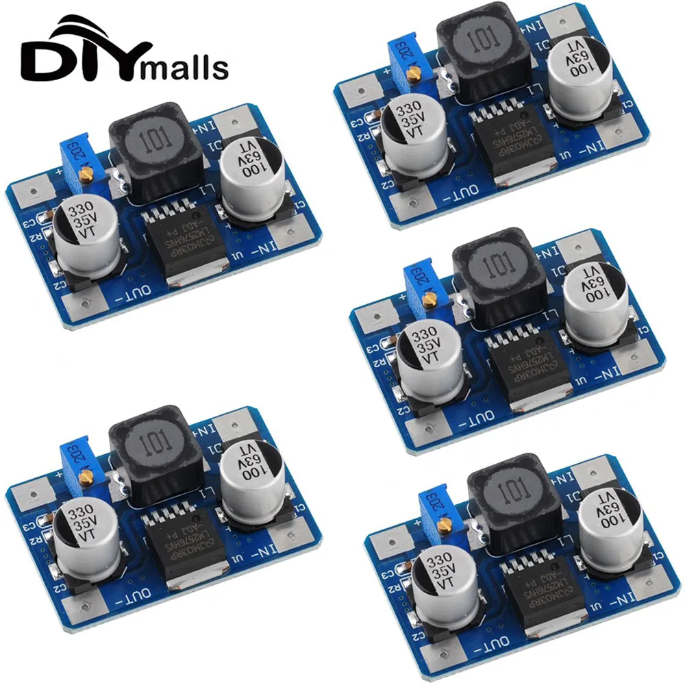 

5PCS LM2576HV DC-DC Step Down Adjustable Power Supply Buck Module 5-60V Input 1.25V-26V Output Power Supply for Arduino