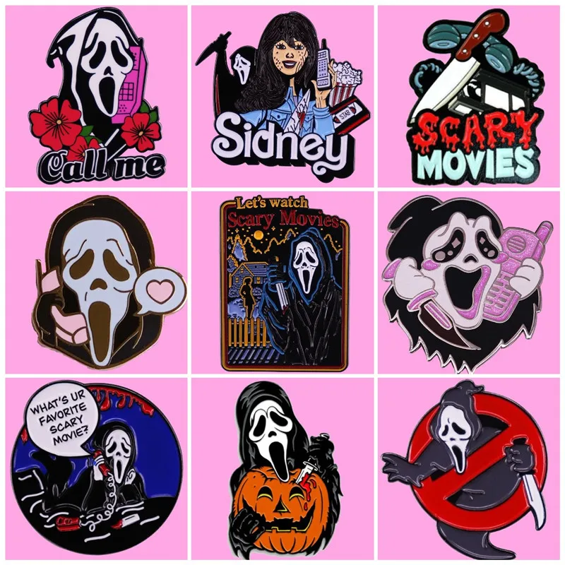 Halloween Horror Fantasma Rosto Gritando Crânio Emblemas Esmalte Pinos  Broche Medalhão para Roupas Lapela Pinos Mochila Decoração Jewel