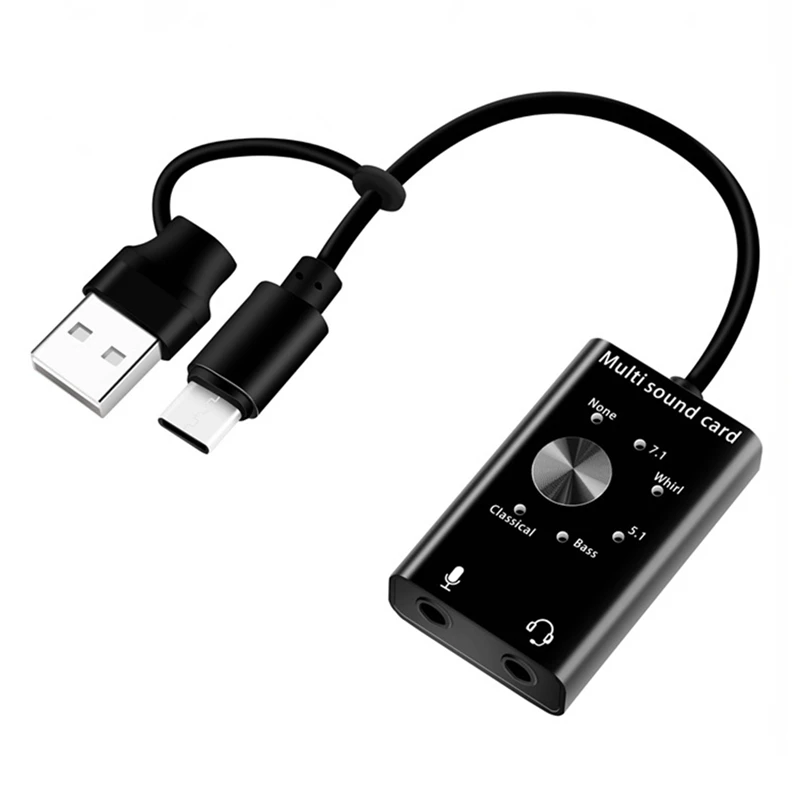 

USB-адаптер для звуковой карты из алюминиевого сплава, USB-адаптер для звуковой карты, профессиональный конвертер для магнитного динамика ПК