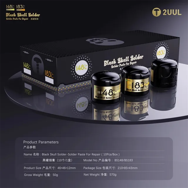 قصدير سائل 2UUL Black Skull (إصدار الجمجمة) – متوفر بدرجة انصهار 183°C و 148°C 5