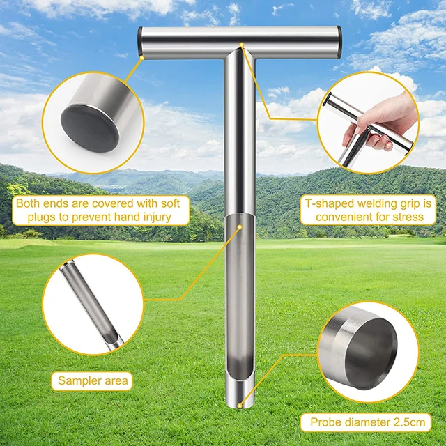 Talajmintavevő Szonda 12/21 Hüvelykes Rozsdamentes Acél T-Stílusú Fogantyú Talajvizsgálati Készletek Mintavételi Szerszámok Az Udvar Kertjéhez Könnyen Hordozhatók - Image 4