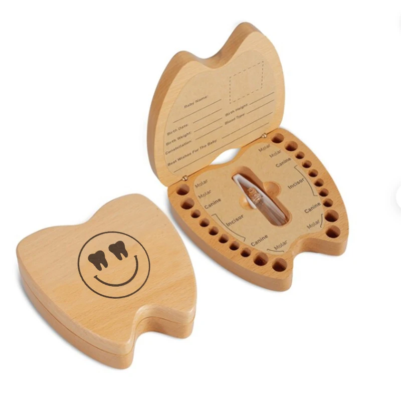 Tooth Keepsake Box Wood Tooth Box Fairy First Tooth Saver Wooden Box Keepsake Organizer for Lost Teeth Baby Tooth Box drop shipping wood baby teeth box heart shaped baby keepsake umbilical wooden milk tooth organizer kids boys girls souvenirs